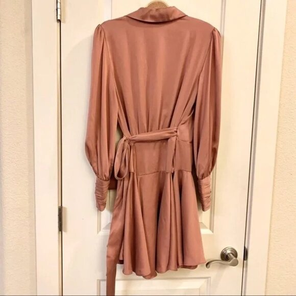 🩷 Zimmermann Silk Wrap Sash Tie Mini Dress Rose Pink AU 1 Small S - Picture 11 of 16